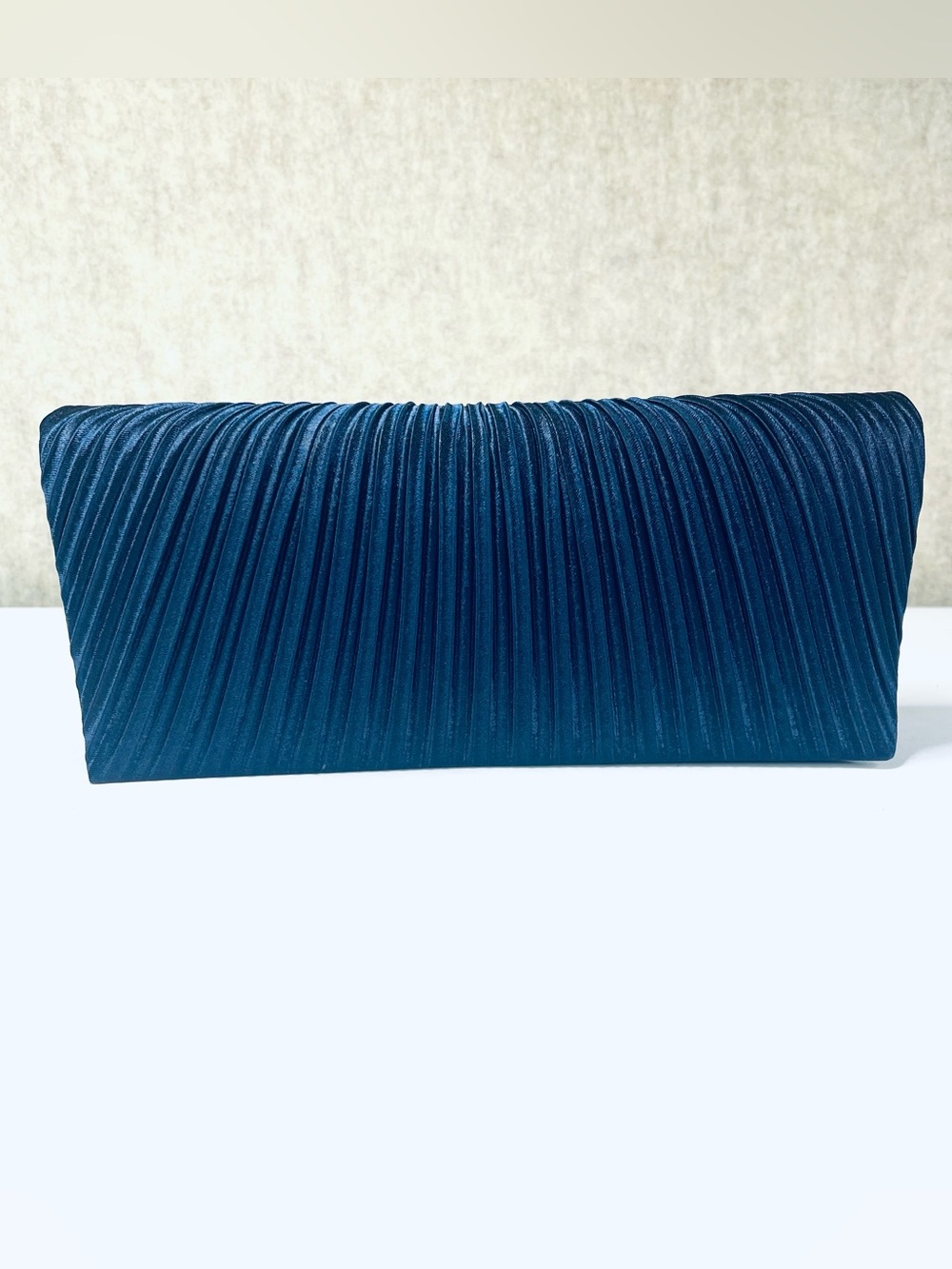 Purse Clutch Satin Navy Blue Formal Wedding Prom Cocktail Party Mother of Bride - Picture 2 of 7
